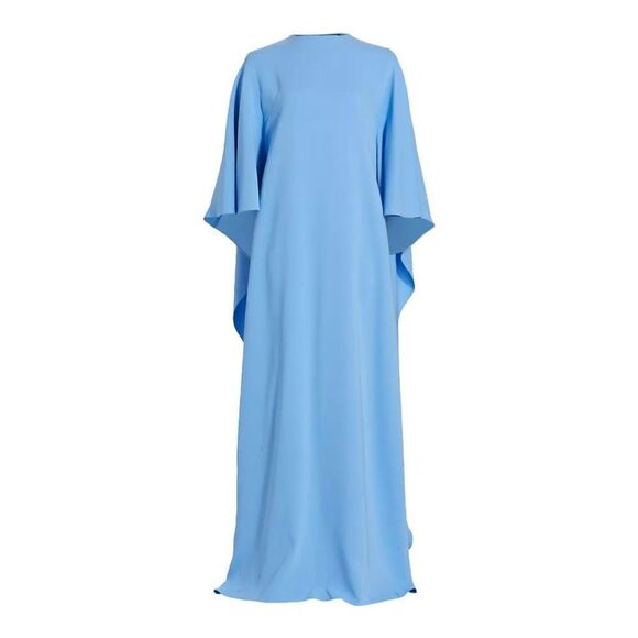 Oscar de La Renta Blue Cape Back Caftan Gown Size XS - Picture 6 of 13